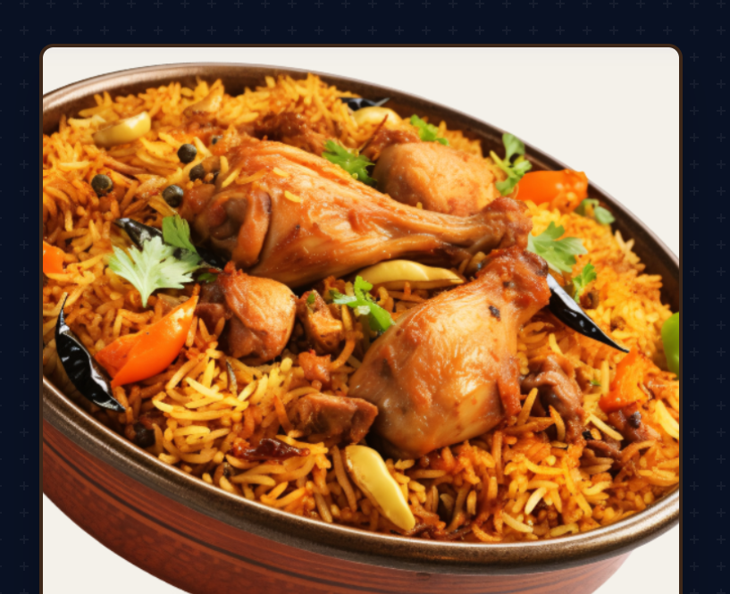 Delicious chicken biryani - signature dish at Simon's Kitchen