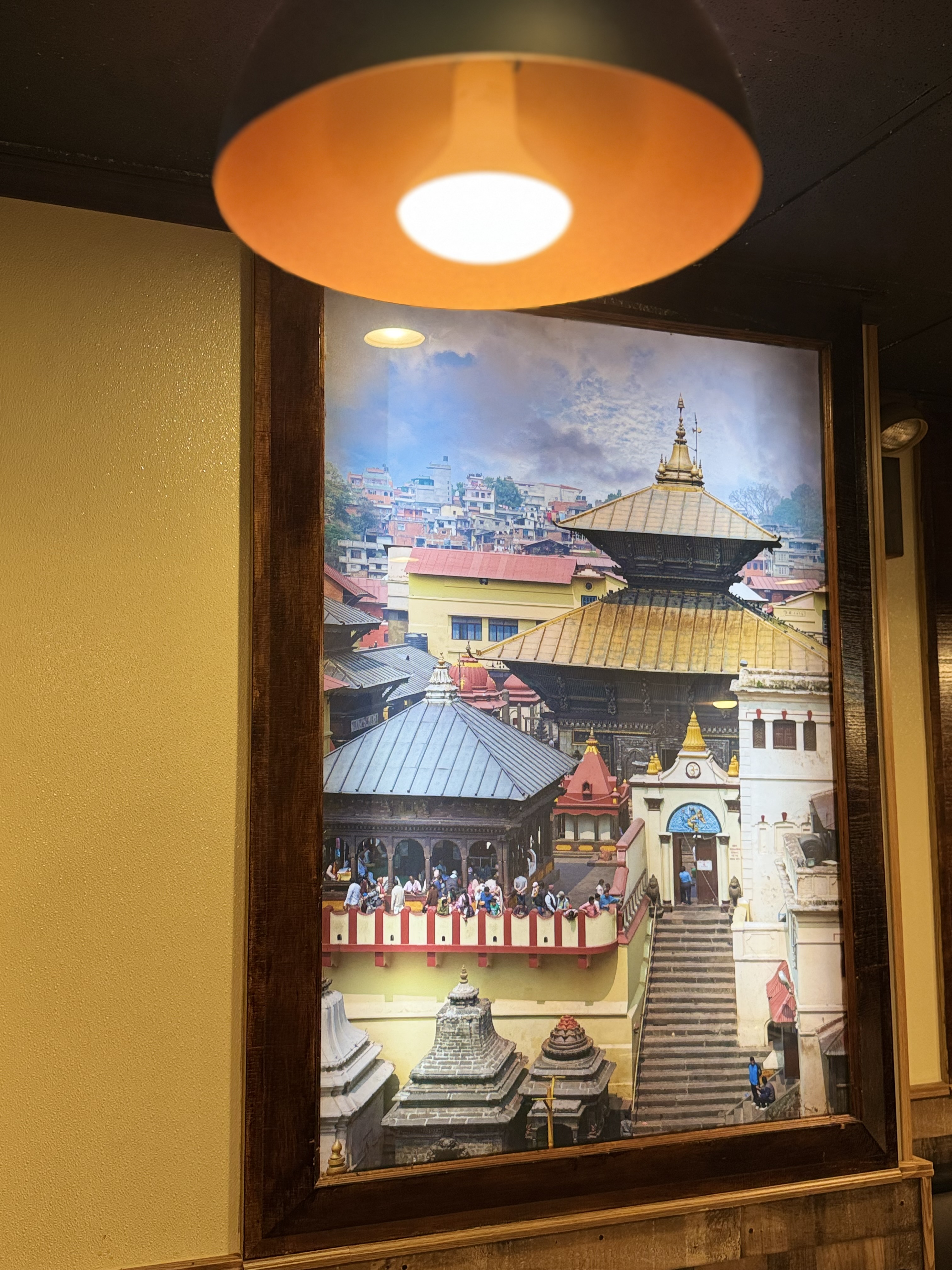 Pashupatinath Temple artwork at Simon's Kitchen